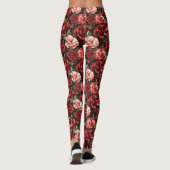 Leggings Red Pink Rose Flowers (Dos)