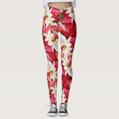 Leggings Red Poinsettia Holiday (Devant)