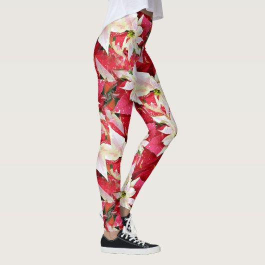 Leggings Red Poinsettia Holiday (Droite)