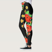 Leggings Red Rose sur noir (Gauche)