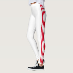 Leggings Red Side Stripe Blanc Sports modernes