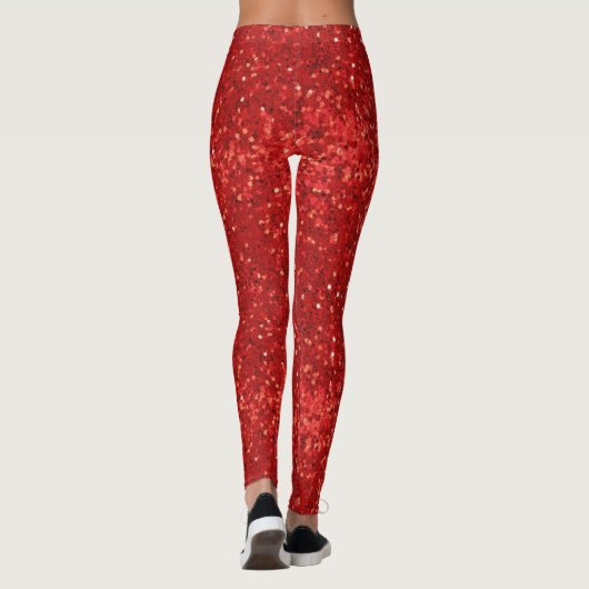 Leggings Red sparkling glitter pattern (Dos)