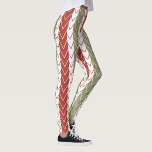 Leggings Red Turquoise Chevron Stripe