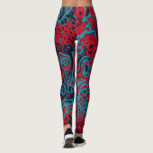 Leggings Red Turquoise Marble Abstract Pattern (Dos)