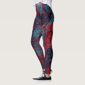 Leggings Red Turquoise Marble Abstract Pattern (Gauche)
