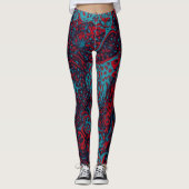 Leggings Red Turquoise Marble Abstract Pattern (Devant)