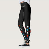 Leggings Red White and Blue Stars Ajouter votre nom sur BLA (Gauche)
