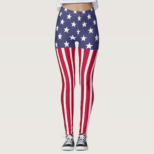 Leggings Red White Blue Stars Stripes drapeau américain (Devant)