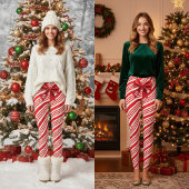 Leggings Red White Candy Cane Diagonal Stripes Bow