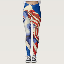 leggings "Red, White en Bold American Woman"