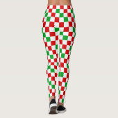 Leggings Red White Green Checkered Pattern Design (Dos)