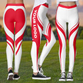 Leggings Red White Heart Team Butt Logo Uniforme Pom-pom gi