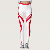 Leggings Red White Heart Team Butt Logo Uniforme Pom-pom gi (Devant)
