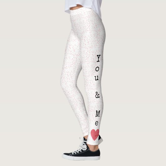 Leggings Red & White Love Heart Modern Joyeux Valentines Da (Gauche)
