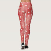 Leggings Red White Stripes Hearts (Dos)