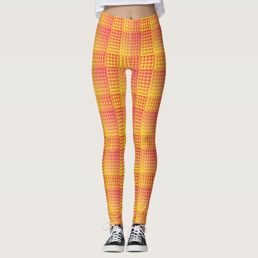 Leggings Red Yellow Checker Abstract Pattern (Devant)