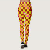Leggings Red Yellow Pink Checkered Pattern Design (Dos)