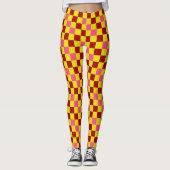 Leggings Red Yellow Pink Checkered Pattern Design (Devant)