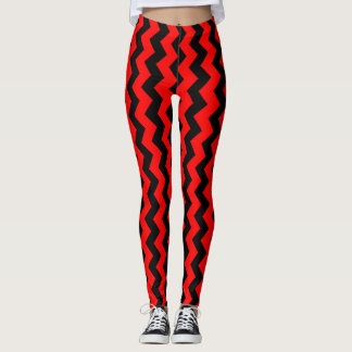 Leggings Red Zigzag Design You Choose Background Colour