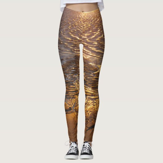 Leggings Réflexion du coucher de soleil sur le sable (Devant)
