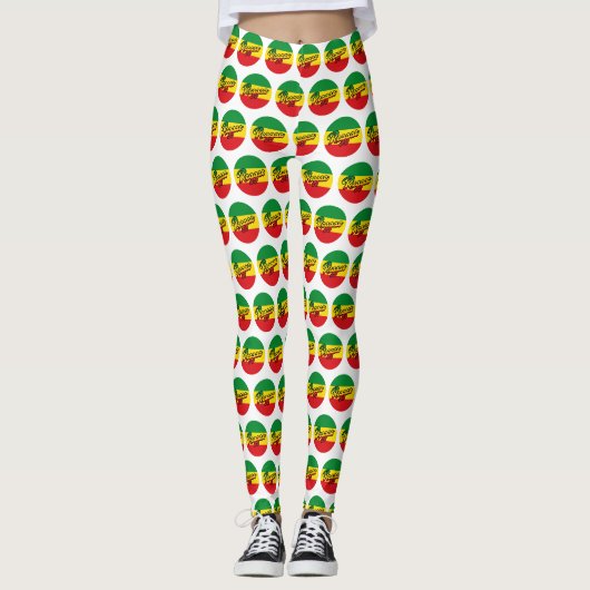 Leggings Reggae Musique avec couleurs du drapeau reggae (Devant)