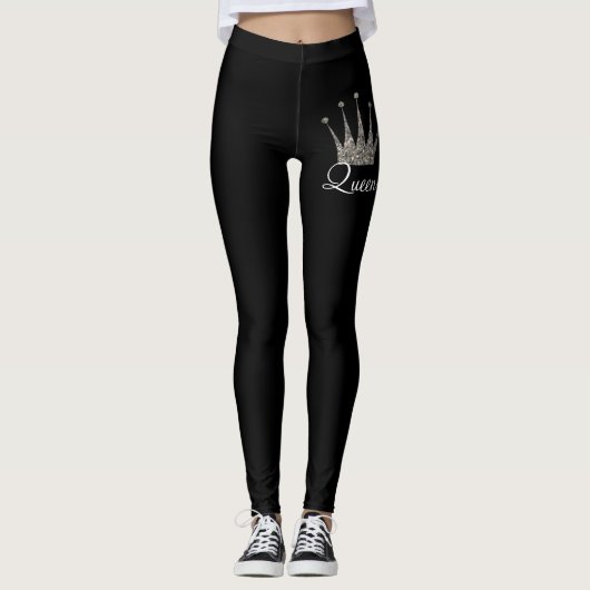 Leggings Reine argentée noire de parties scintillantes (Devant)