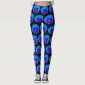 Leggings Reine bleue de l'espace sur le noir (Devant)
