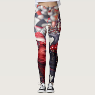 Leggings Reine de Cœur Noir et Rouge Mode Unique
