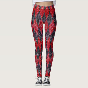 Leggings Reine des Coeurs Arlequin Rouge Noir Blanc