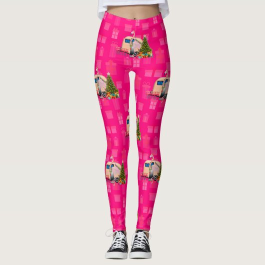 Leggings remorque flamingo de noël (Devant)