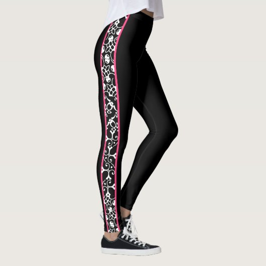 Leggings Remous modernes élégants roses noirs et blancs (Droite)