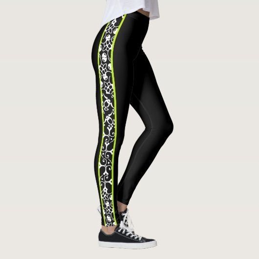 Leggings Remous modernes élégants verts blancs noirs (Droite)