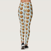 Leggings Renard Kitsune Fantaisiste Fleurs de Cerisier Bleu (Dos)