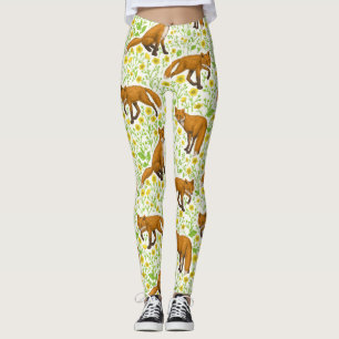 Leggings Renards et papillons sur le blanc naturel