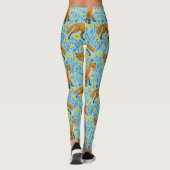 Leggings Renards et papillons sur le bleu de la piscine (Dos)