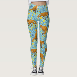 Leggings Renards et papillons sur le bleu de la piscine
