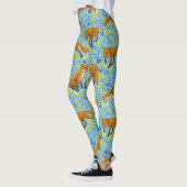 Leggings Renards et papillons sur le bleu de la piscine (Gauche)