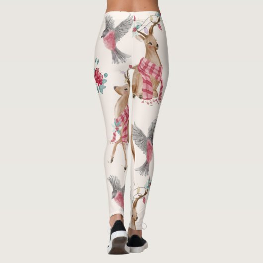 Leggings Rennes, Oiseaux, Fleurs (Dos)