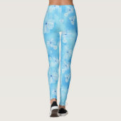 Leggings Répéter bleu ciel pâle - fleurs d'aquarelle blanch (Dos)