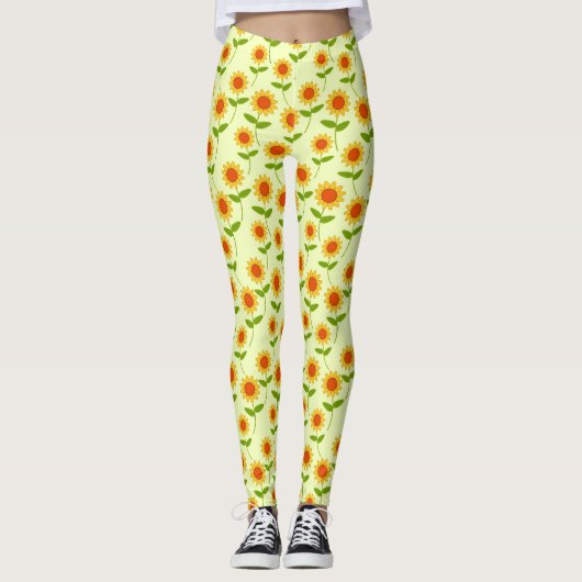 Leggings Répéter le motif de tournesol (Devant)