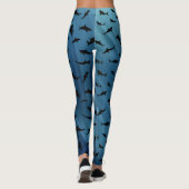 Leggings requin de l'ombre baleine sur dégradé bleu océan (Dos)