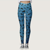 Leggings requin de l'ombre baleine sur dégradé bleu océan (Devant)