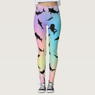 Leggings requin-taupe gris sur pente Arc-en-ciel
