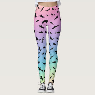 Leggings requin-taupe gris sur pente Arc-en-ciel