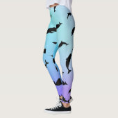 Leggings requin-taupe sur fond océanique (Gauche)