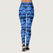 Leggings Requins dans la fille bleue profonde de plongeur (Dos)
