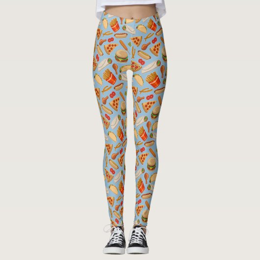 Leggings Restauration rapide Aliments en boîte Pizza Burger (Devant)