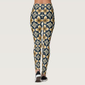 Leggings Résumé Abstrait Bleu Et Or (Dos)