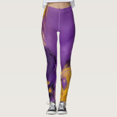 Leggings Résumé abstrait violet et or (Devant)