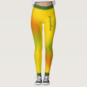 Leggings Résumé en couleurs caribéennes avec nom sur JAUNE